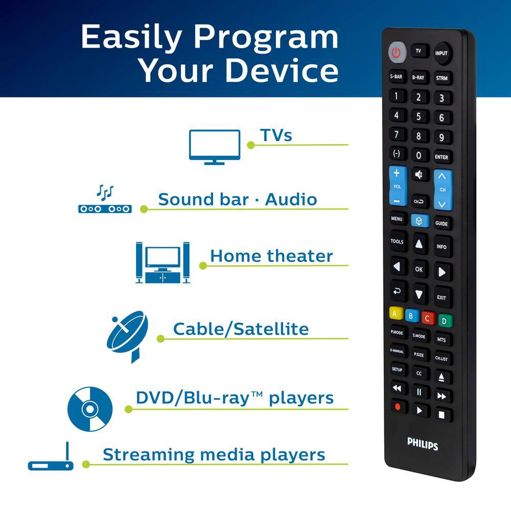 Philips Black Universal 4-Device TV Remote Control