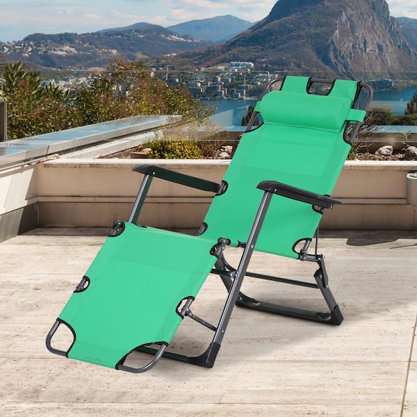 Outsunny Folding Beach Lounger Shelter Aluminium Beach Sun Lounger Chair Bed 