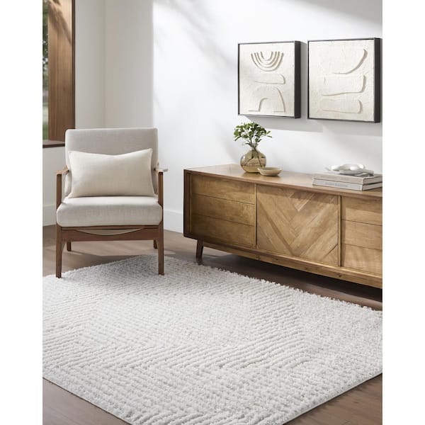 Nomadic White Modern Solid Color 7 ft. x 10 ft. Area Rug