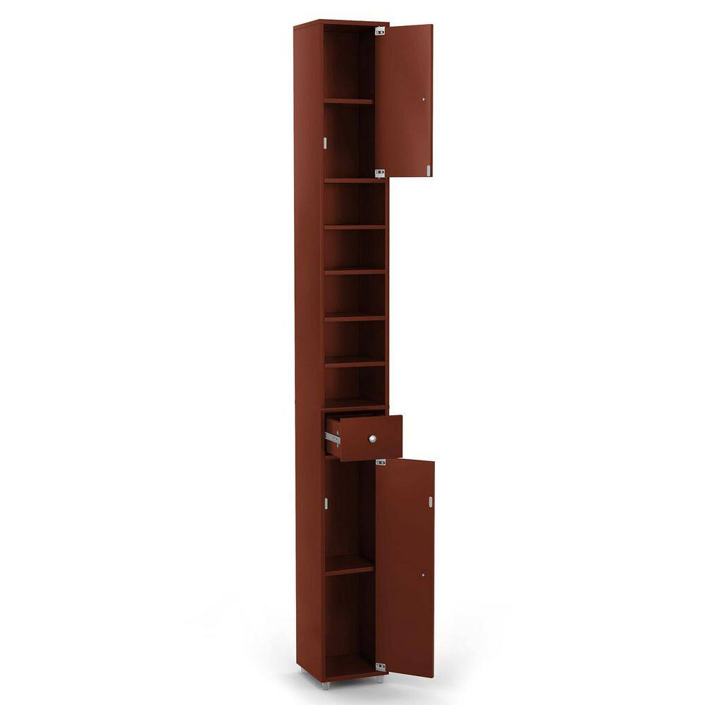 8 in. W x 8 in. D x 71 in. H Brown Freestanding Bathroom Linen Cabinet with Drawer and Adjustable Shelves price history on PriceWatchPro