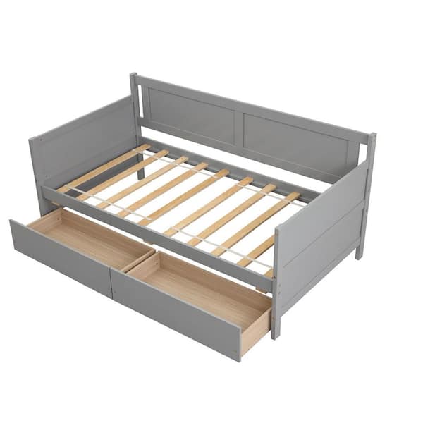 Z-joyee 42.13 in. W Gray Twin Daybed with Storage Drawers