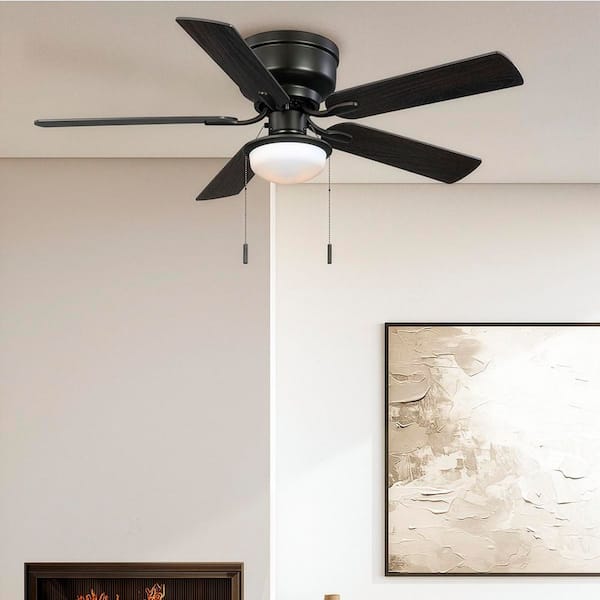 Colton 52 in. Indoor Flat Bronze Low Profile Ceiling Fan with Light Kit and Bright White LED Bulbs Included