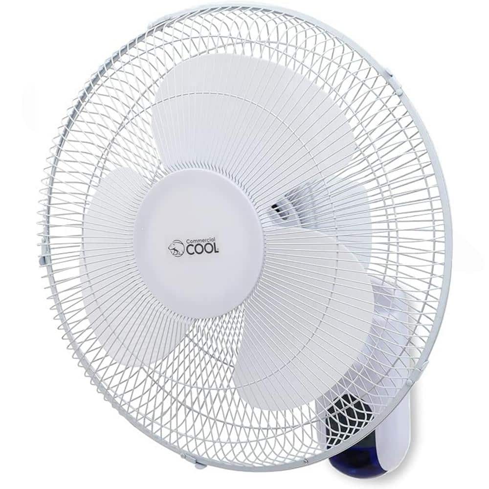 16 in. 3-Fan Speeds Wall Fan with Remote (White)