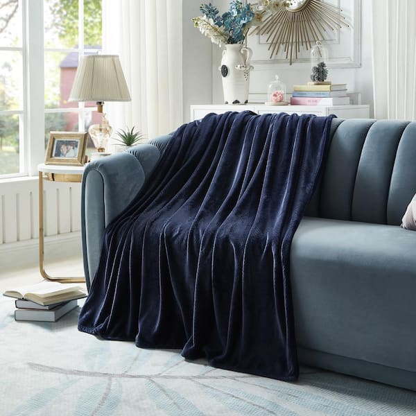 Marciela Navy Throw Super Soft 100 Polyester 60 in. x 70 in