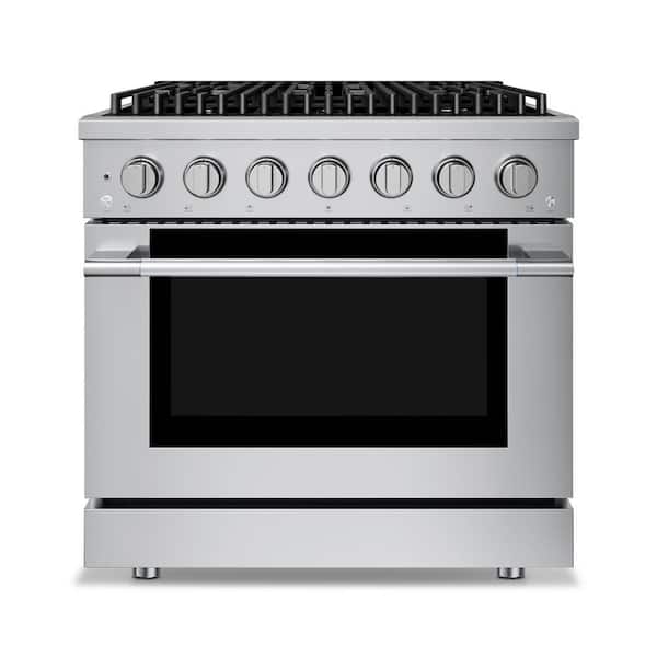 HausPro 36 in. 6 Burners (20,000 BTU) Freestanding Dual Fuel Range in Stainless Steel with Convection Oven