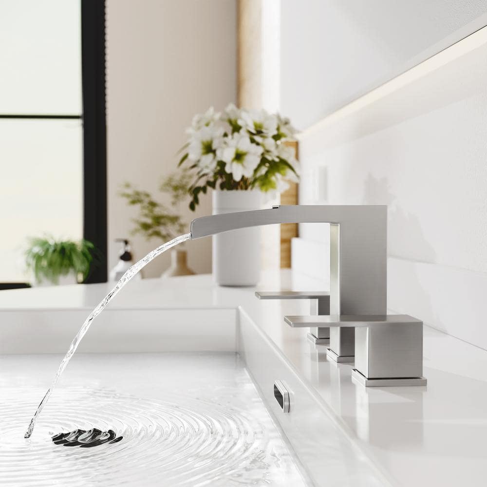 Brushed Nickel 8-Inch Widespread 2-Handle Bathroom Faucet