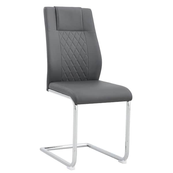 Modern Gray PU Leather Seat Dining Chairs Set of 4 for Kitchen, Living, Dining Room