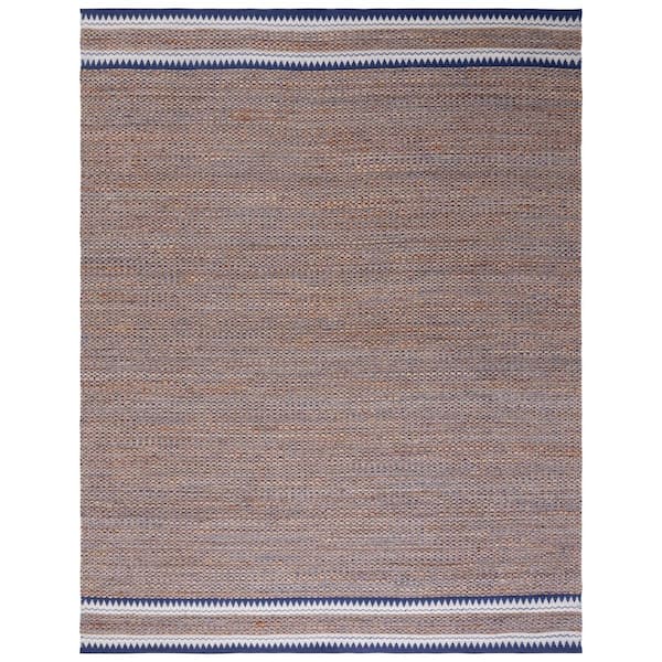 SAFAVIEH Natural Fiber Beige/Navy 8 ft. x 10 ft. Woven Border Area Rug