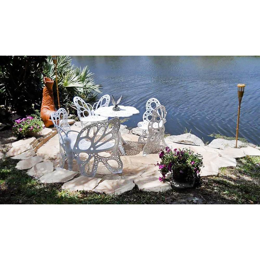 Elegant White Aluminum Butterfly Garden 4-Piece Set