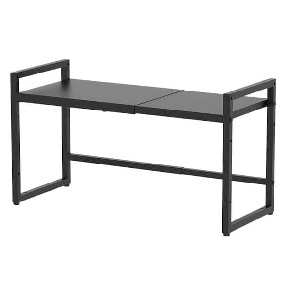 3-Shelf Black Expandable Adjustable Heavy Duty Metal Storage Shelf for Kitchen Cabinet Pantry Garage Closet