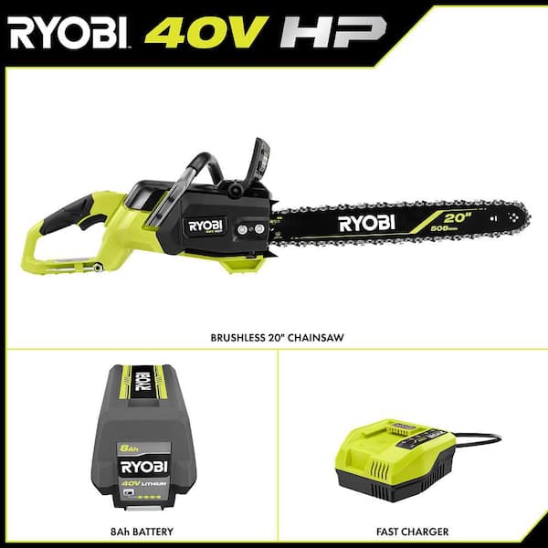 RYOBI　アドベンチャー RYOBI 40V HP Brushless 20 in. Battery Chainsaw with 8.0 Ah Battery