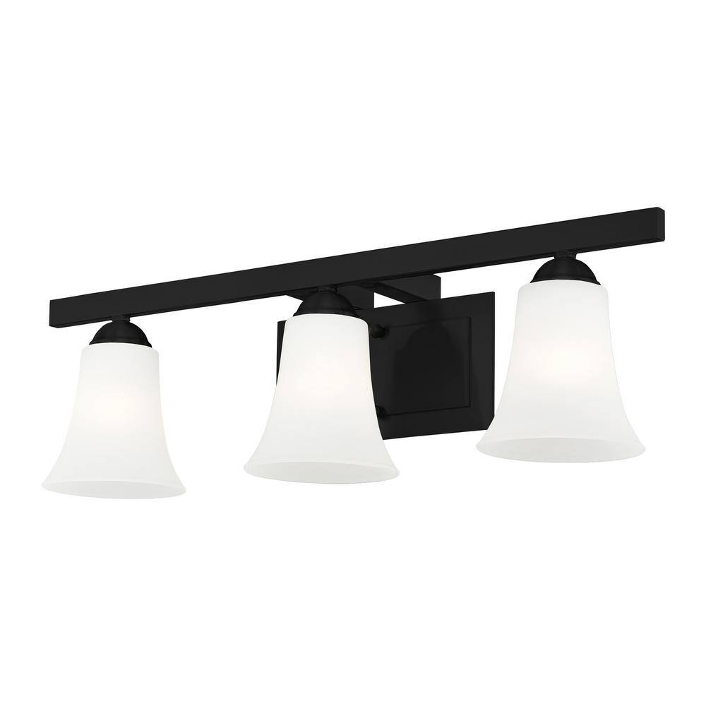 Ridgedale Black 3-Light Vanity with Satin Opal Glass