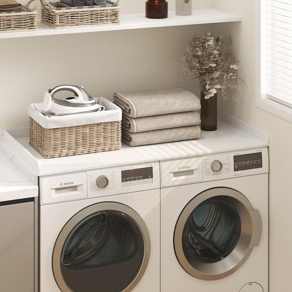Furinno Ravel 27.5 D x 54 W White Wood Washer Dryer Countertop