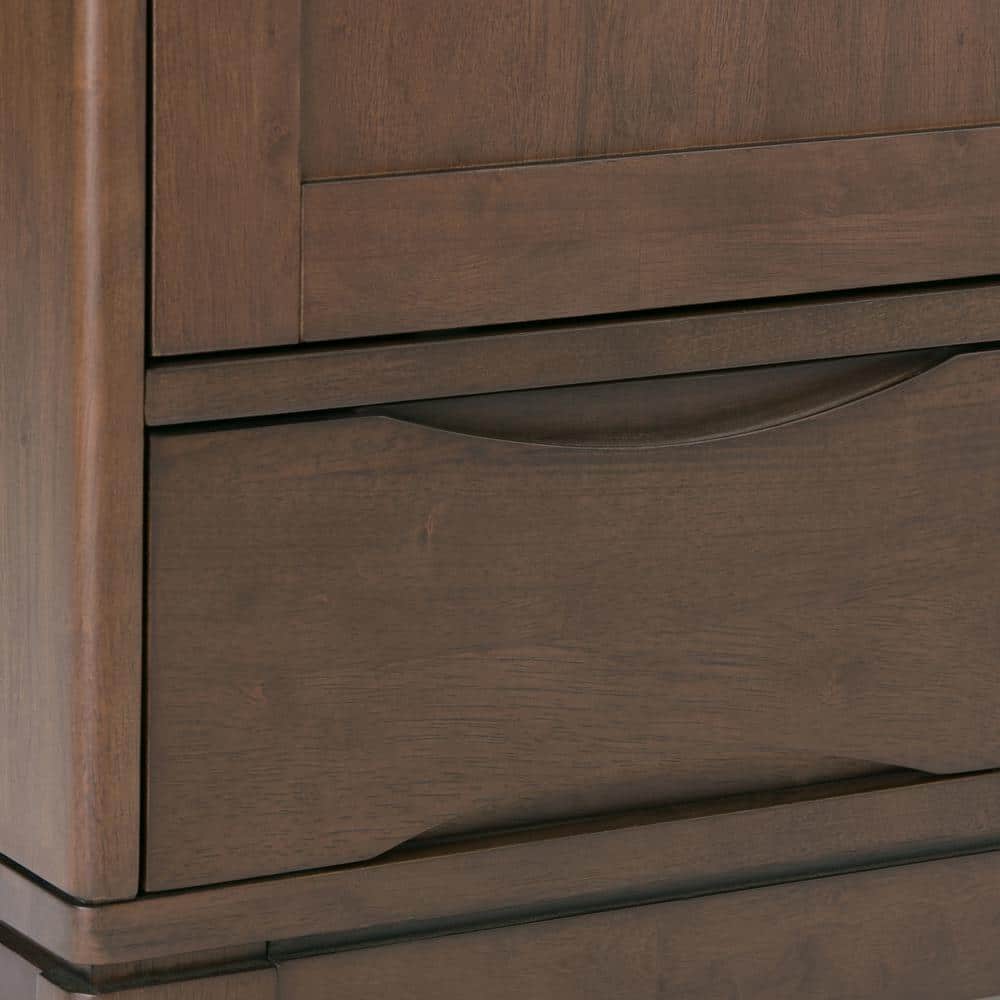 Harper Mid-Century Modern Walnut Brown Solid Hardwood Office Cupboard