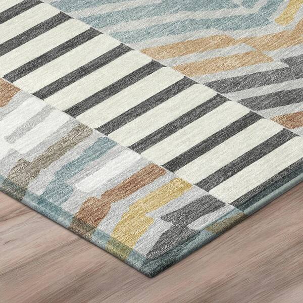 Chantille Machine Washable Indoor/Outdoor Abstract ACN3044 Silver 9 ft. x 12 ft. Area Rug