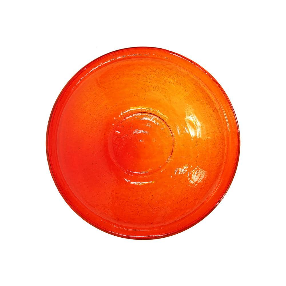 Red Crackle Hand-Blown Glass Hanging Birdbath Bowl