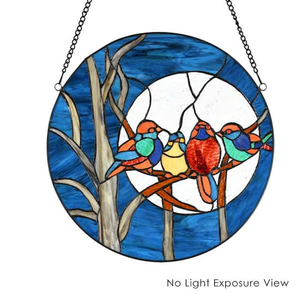 Window 19" STAINED GLASS  WALL HANGING Dove Bird 