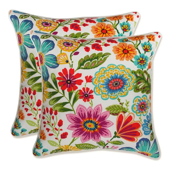 Pillow Perfect Floral Blue Square Outdoor Square Throw Pillow 2-Pack