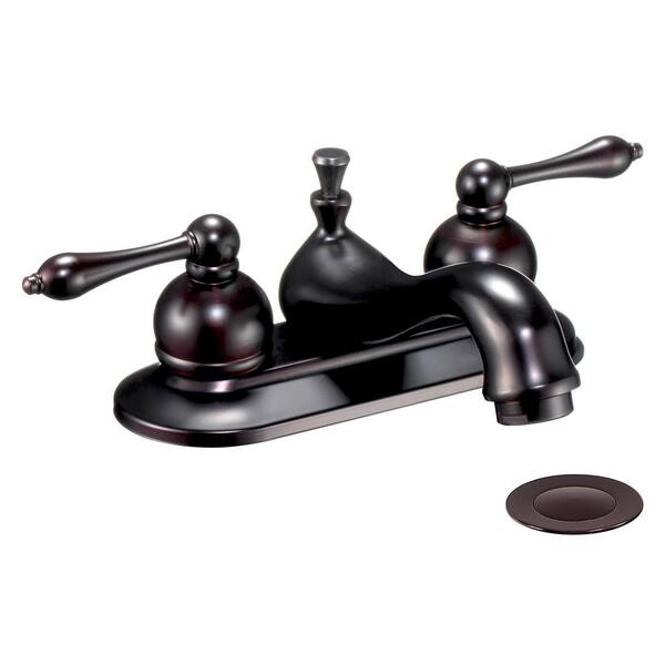 Kokols 4 in. Centerset 2-Handle Low-Arc Bathroom Faucet with Pop-Up Assembly in Oil Rubbed Bronze