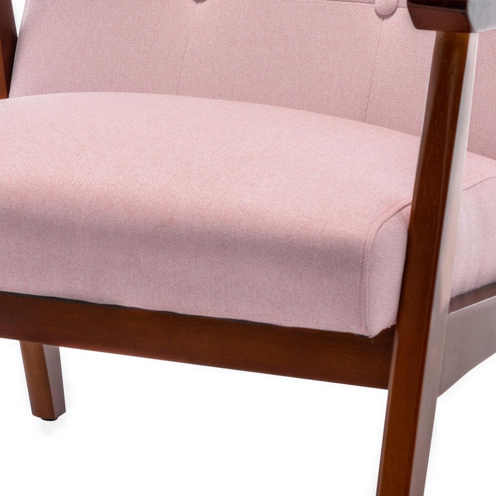Pearl Pink Fabric Espresso Wood Accent Chair 28x32x29 in