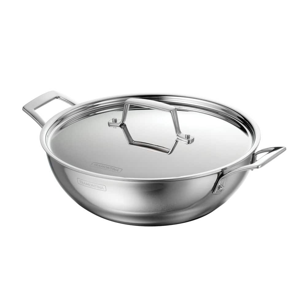 Utsava 4 qt. Tri-Ply Clad Stainless Steel Kadai Pan with Lid, 10 in. – Induction and Gas Compatible price history on PriceWatchPro