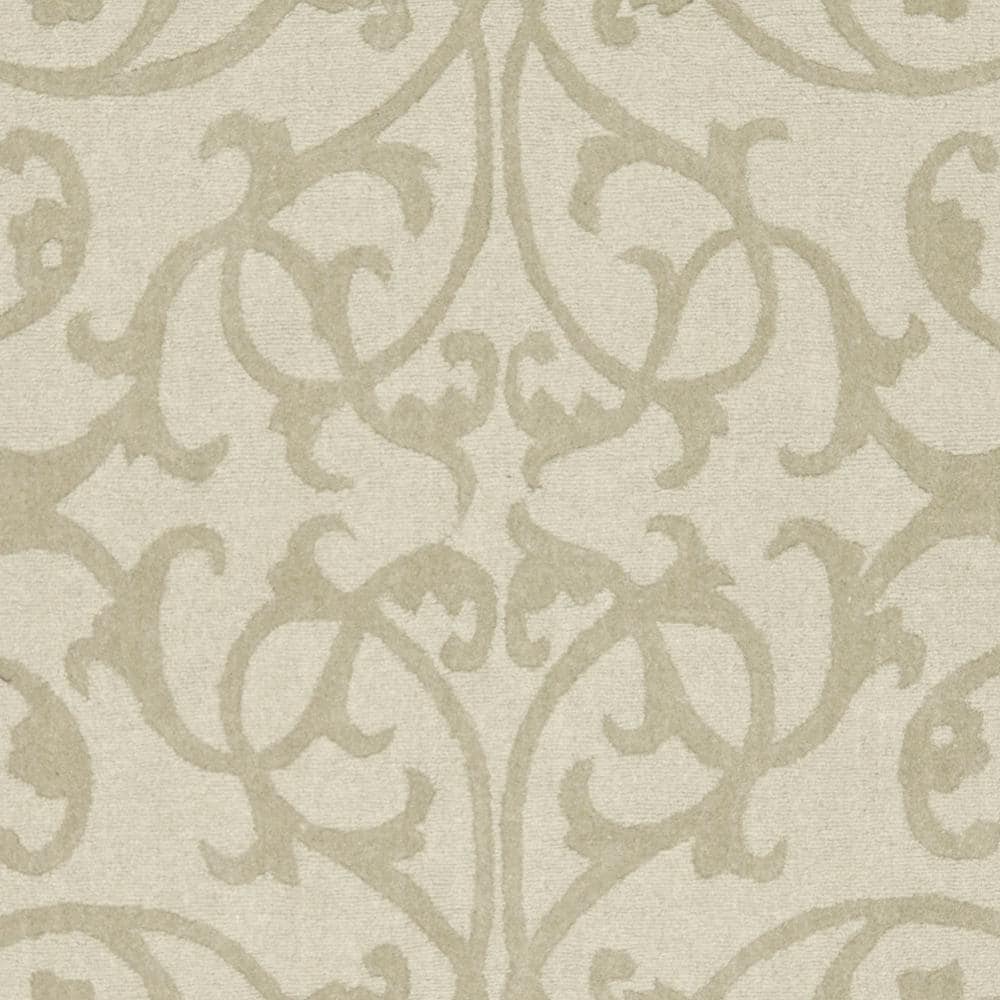 Sage Hand-Tufted Wool Area Rug with Etched Design