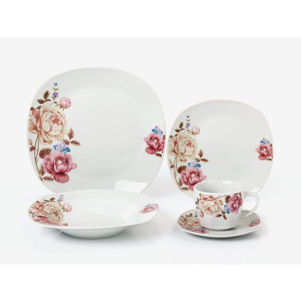 Lorren Home Trends Juego De Vajilla De Porcelana De 57 Blanco