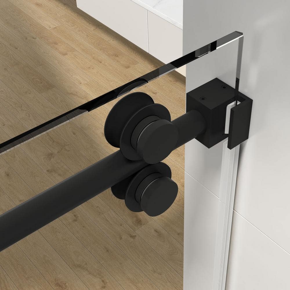 60'' Matte Black Frameless Sliding Shower Enclosure