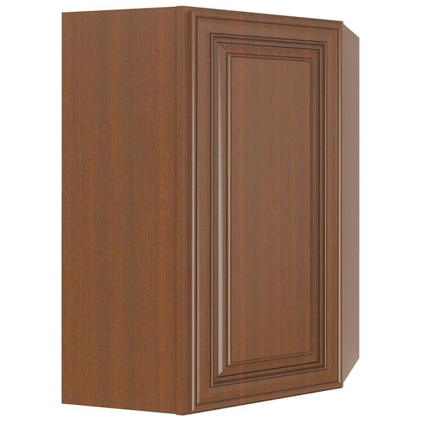 HOMEIBRO 24 in. x 30 in. x 24 in. Cameo Scotch Plywood Wall Diagonal Shaker Style Stock Corner Kitchen Cabinet
