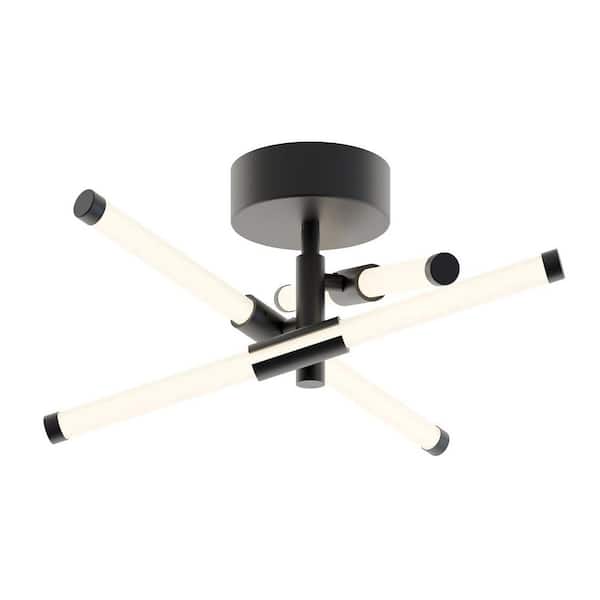 Rusnak 16 in. 3-Light Black LED Semi-Flush Mount
