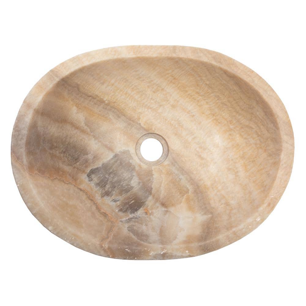 18'' Beige Stone Oval Vessel Bathroom Sink
