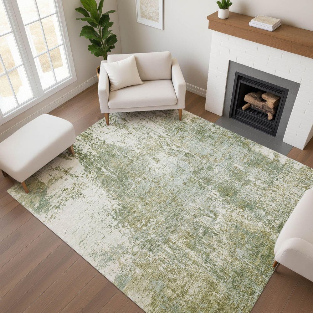 Mayfield Premium Machine Washable Abstract AMF1765 Aloe 10 ft. x 14 ft. Area Rug price history on PriceWatchPro