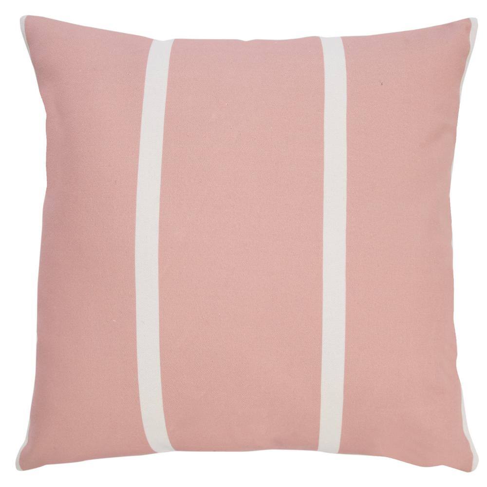 LR Home Simple Double Stripe 20 in. x 20 in. Pink/Off-White Indoor ...