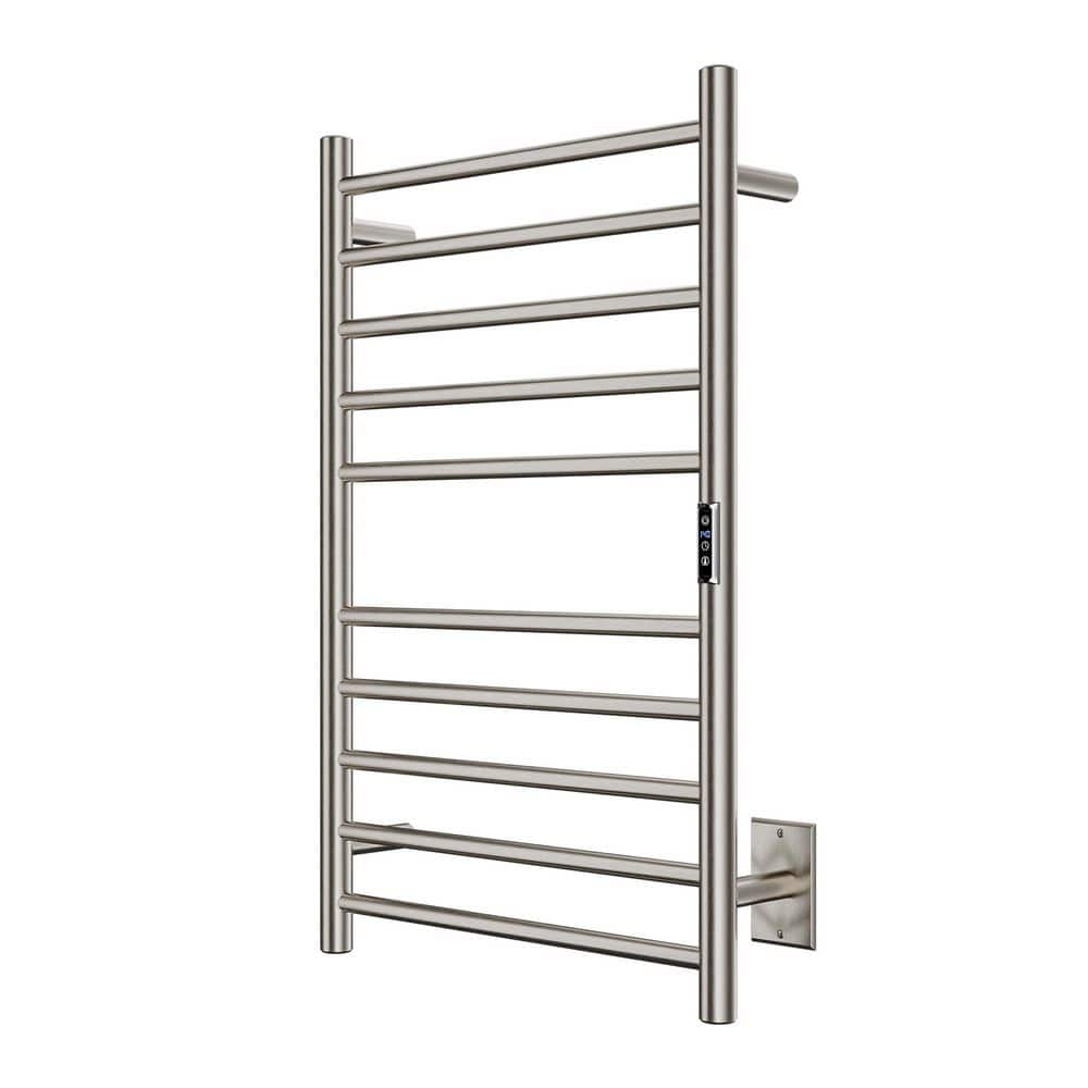 Brushed Nickel 10-Bar Wall Mounted Towel Warmer