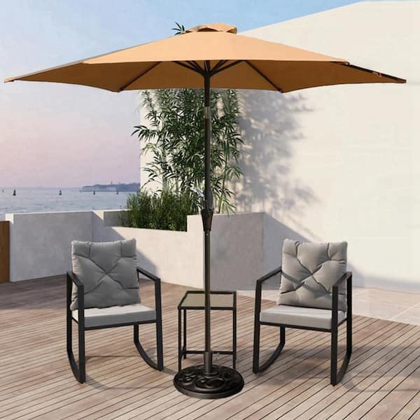 8.8 ft. Aluminum Market Patio Umbrella with Carry Bag in Taupe