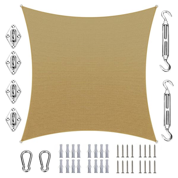 12 ft. x 18 ft. Rectangle Sun Shade Sail with Hardware Kit-Gray