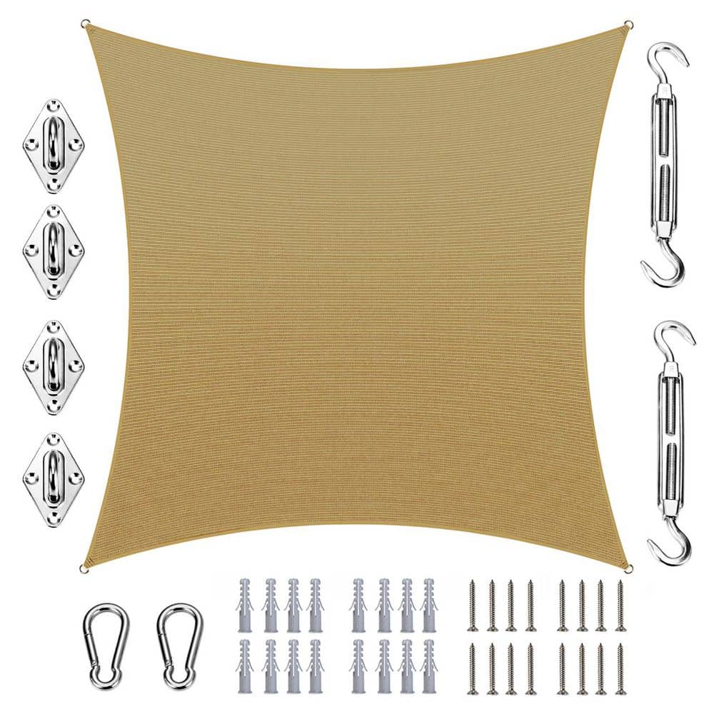 14 ft. x 16 ft. Rectangle Sun Shade Sail with Hardware Kit-Sand Beige price history on PriceWatchPro