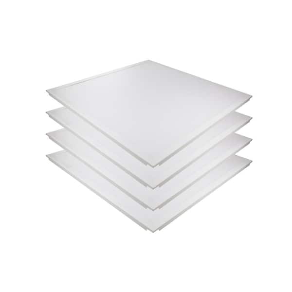 Spitzer 9.3 in. W 2 ft D 80-Watt Equivalence 3150 Lumens Integrated LED Troffer Flat Panel 30-Watt 3500K, Dimmable (4-Pack)