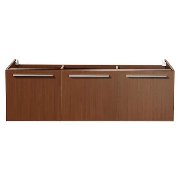 Vista 59 in. Modern Double Bathroom Wall Hung Vanity Cabinet Only in Teak