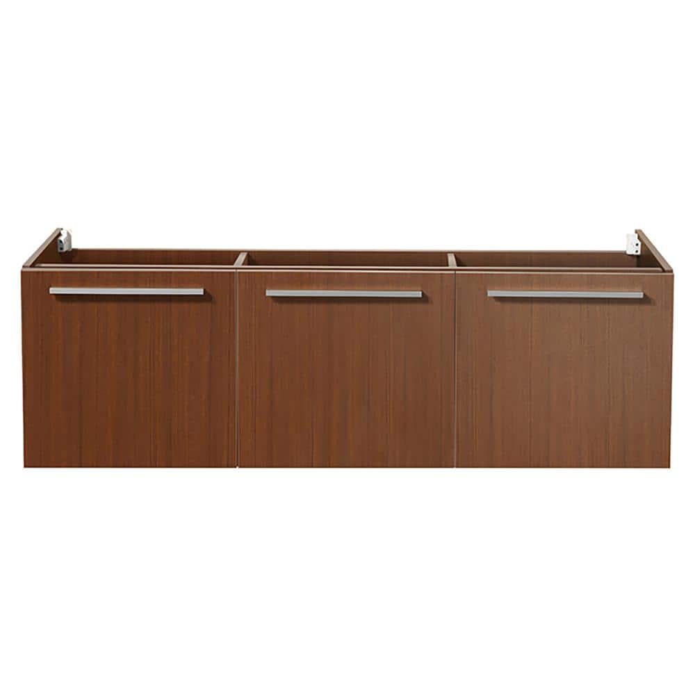 Teak 59" Wall-Mount Double Vanity Cabinet Base