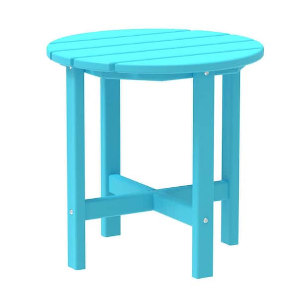 TIRAMISUBEST 17.7 in. x 17.7 in. Blue Round Plastic Adirondack Side Table Only
