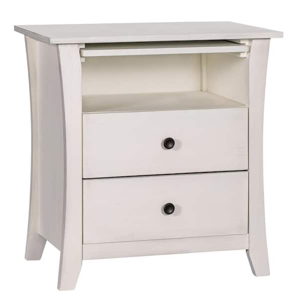ATHMILE 2-Drawers White Storage Nightstand (24''LX15.7''W X 25.2''H)