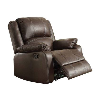 Brown Leather Upholstered Metal Rocker Reclining Chair