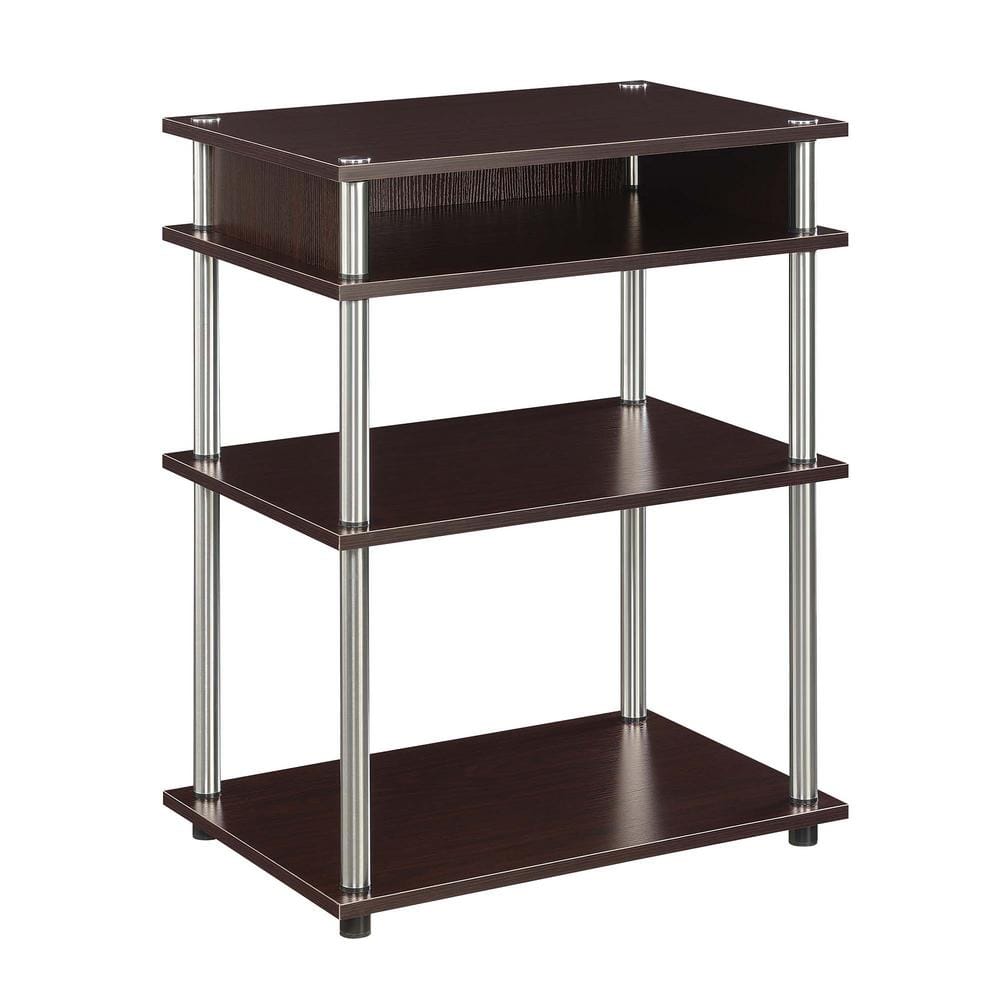 Espresso 4-Tier Printer Stand with Stainless Steel Tubes