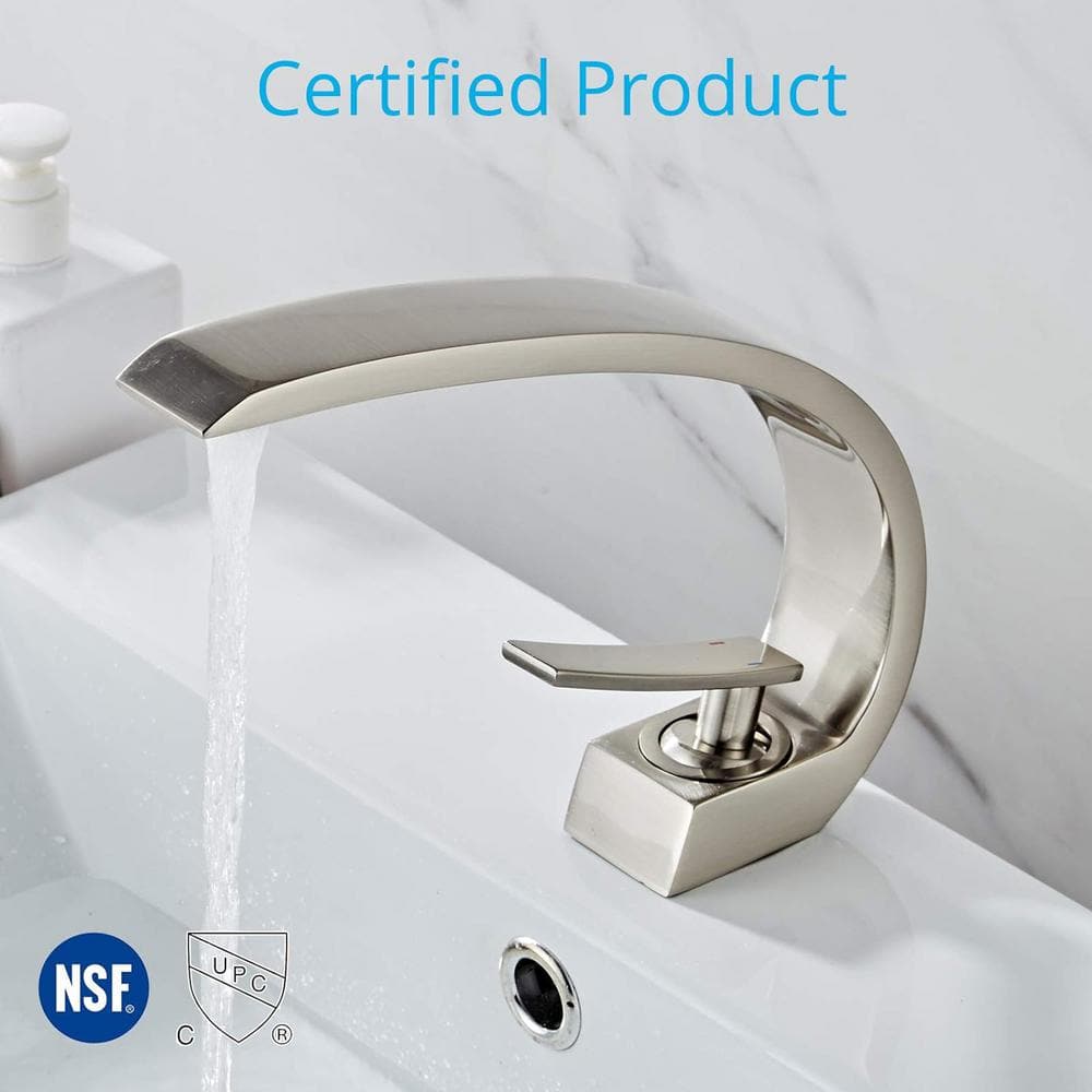 Brushed Nickel Single Handle Brass Bathroom Faucet