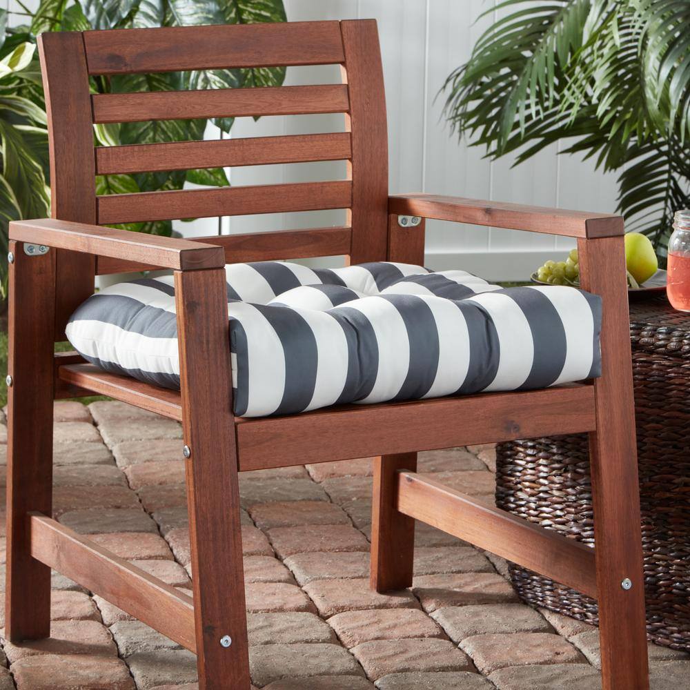 Canopy Stripe Gray 20" Square Outdoor Dining Seat Cushion