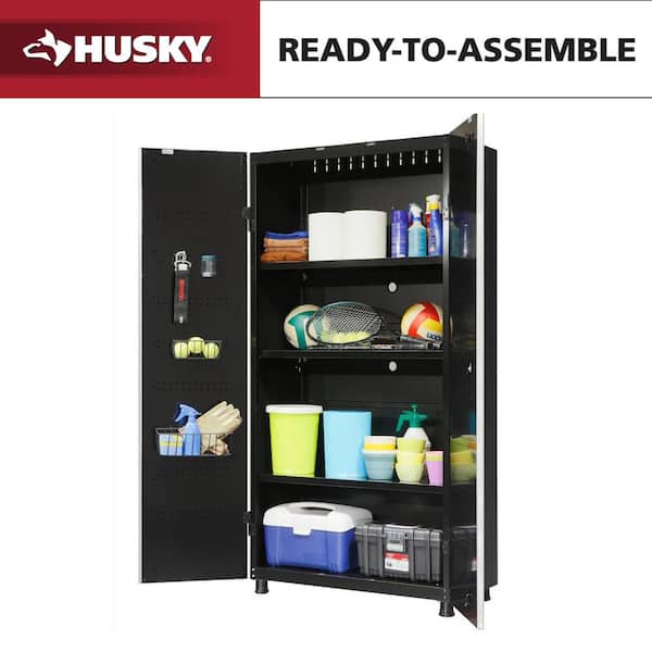 Ready-to-Assemble 24-Gauge Steel Freestanding Garage Cabinet in Black (48 in. W x 72 in. H x 18.3 in. D)