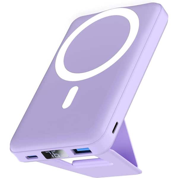 Etokfoks Wireless Portable Charger Foldable 10000mAh Magnetic Power Bank  with LED Display 22.5W for Iphone in Light Purple MLPH007LT359 - The Home  Depot