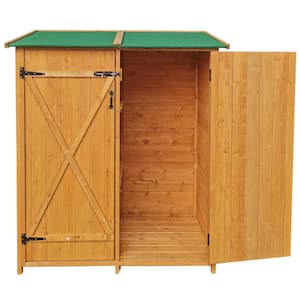 64 in. L x 25 in. W x 53 in. H Wooden Storage Cabinet Tool Shed Backyard Garden Plant Farmland House Outdoors Natural