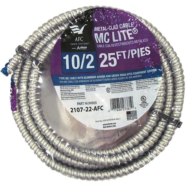 AFC Cable Systems 10/2 x 25 ft. Solid MC Lite Cable